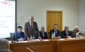 The Presidium of the Ukrainian and Polish members of the organizing Committee (left to right): Deputy Chairman of the Ivano-Frankivsk regional state administration I. Pasichniak, Rector of IFNTUOG Ye. Kryzhanivskyi, rector of the Poznan Polytechnic University T. Lodygowski, rector of the Opole University of technology M. Tukendorf, President of educational Foundation "Perspektywy" V. Sivinski, Vice-rector on scientific and pedagogical work and international relations of Igor Sikorsky Kyiv Polytechnic Instit