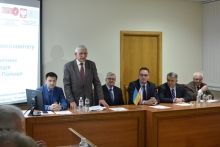 The Presidium of the Ukrainian and Polish members of the organizing Committee (left to right): Deputy Chairman of the Ivano-Frankivsk regional state administration I. Pasichniak, Rector of IFNTUOG Ye. Kryzhanivskyi, rector of the Poznan Polytechnic University T. Lodygowski, rector of the Opole University of technology M. Tukendorf, President of educational Foundation "Perspektywy" V. Sivinski, Vice-rector on scientific and pedagogical work and international relations of Igor Sikorsky Kyiv Polytechnic Instit